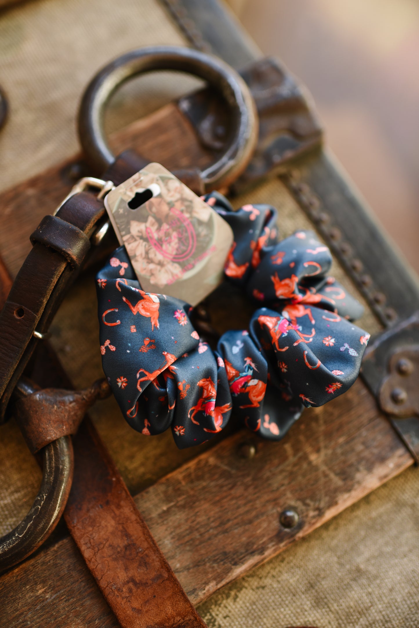 Blonde Cowgirl and Horse Scrunchie Cowgirl Hair Accessory