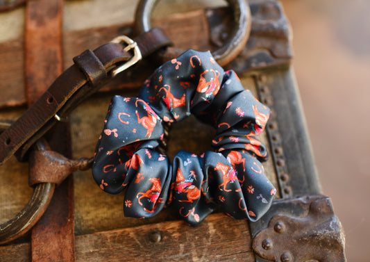 Blonde Cowgirl and Horse Scrunchie Cowgirl Hair Accessory