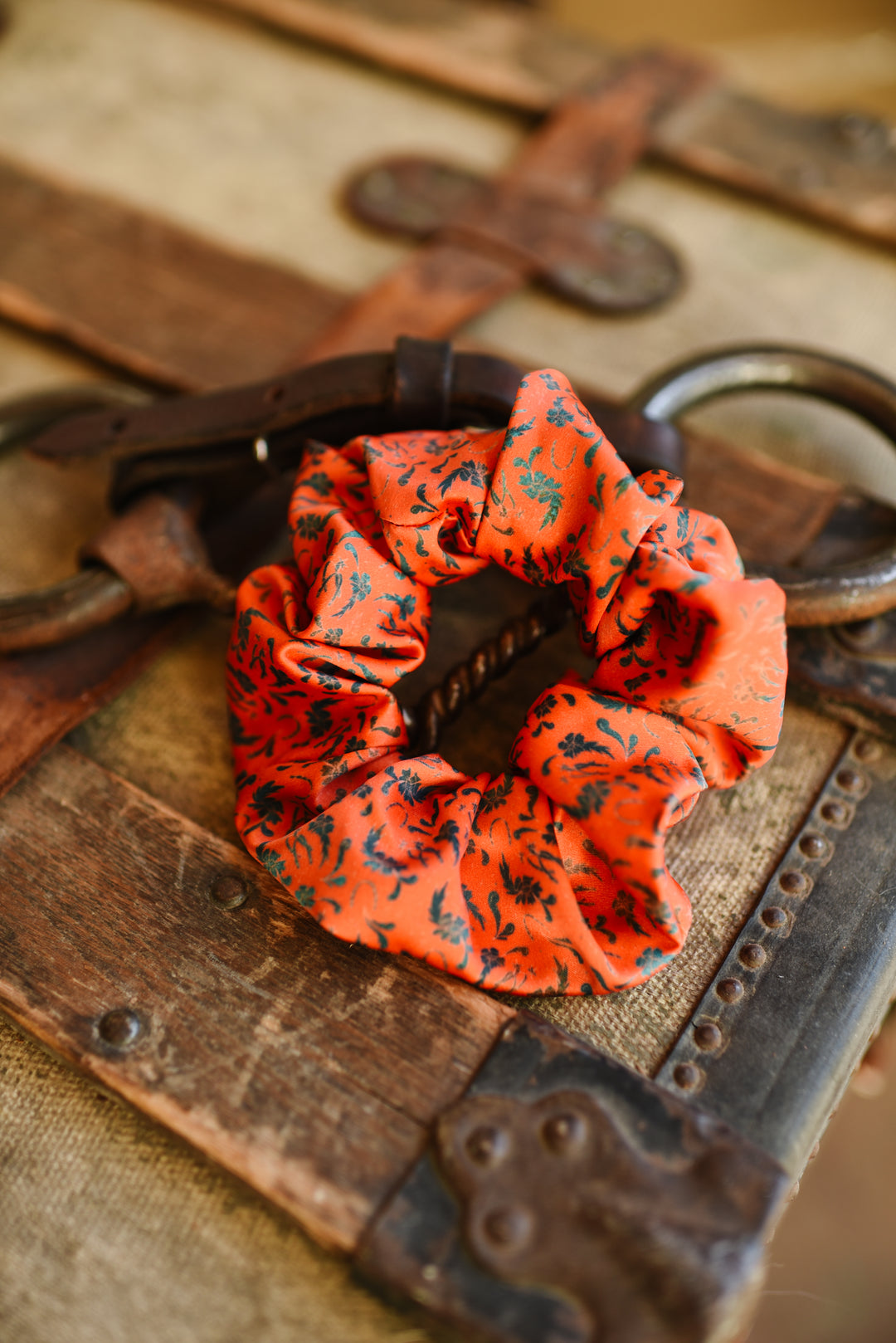 Spurs N’ Horseshoes in Rust Scrunchie Cowgirl Hair Accessory