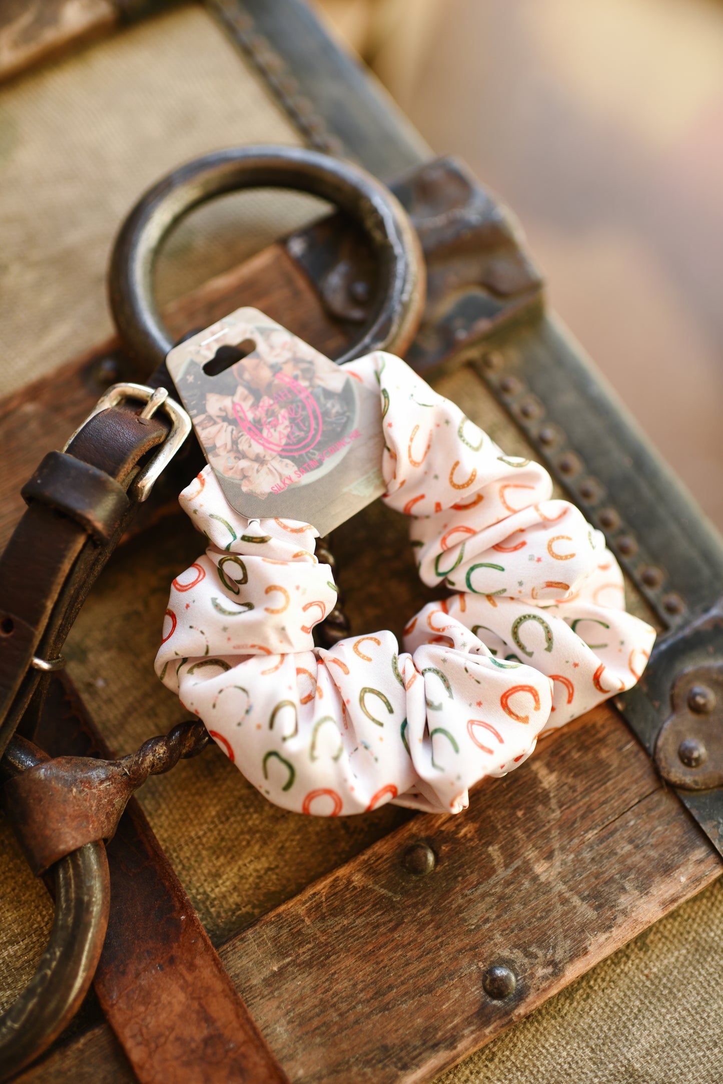 Lucky Cowgirl Colorful Horseshoes Scrunchie Cowgirl Hair Accessory