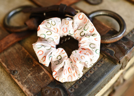 Lucky Cowgirl Colorful Horseshoes Scrunchie Cowgirl Hair Accessory