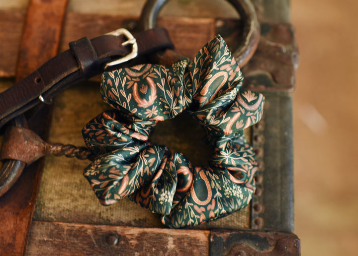 Western Harvest in Deep Juniper Scrunchie Cowgirl Hair Accessory