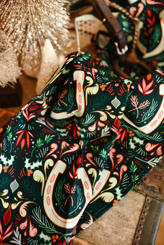 Holly Horseshoe Christmas Tea Towel