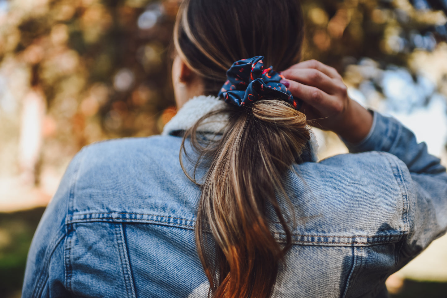 Blonde Cowgirl and Horse Scrunchie Cowgirl Hair Accessory