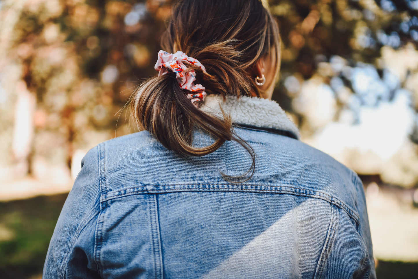 Brunette Cowgirl and Horse Scrunchie Cowgirl Hair Accessory
