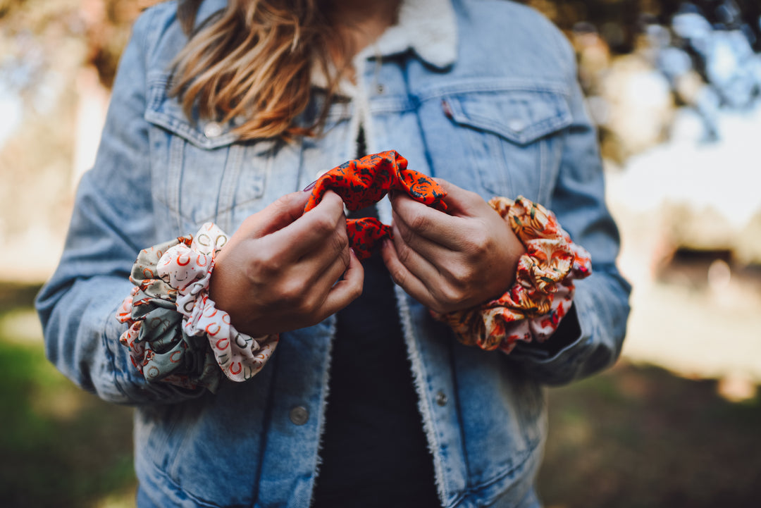 Floral Buffalo Scrunchie Cowgirl Hair Accessory