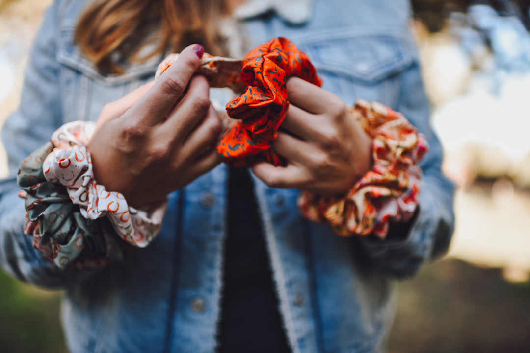 Spurs N’ Horseshoes in Rust Scrunchie Cowgirl Hair Accessory