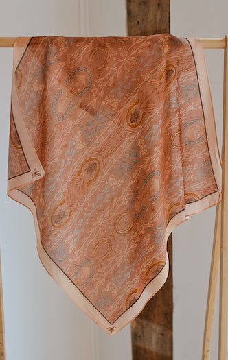 Western Harvest in Dusty Rose Silk Wild Rag Scarf