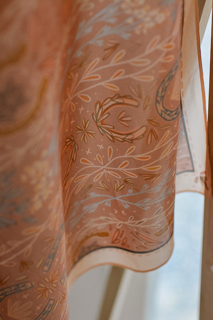Western Harvest in Dusty Rose Silk Cowgirl Wild Rag Scarf