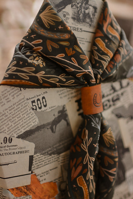 Western Harvest in Deep Juniper Silk Cowgirl Wild Rag Scarf