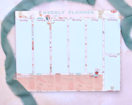 Cowgirl Boot weekly planner desktop Notepad, Cowgirl Western Stationery, Weekly to do list, weekly planner notepad