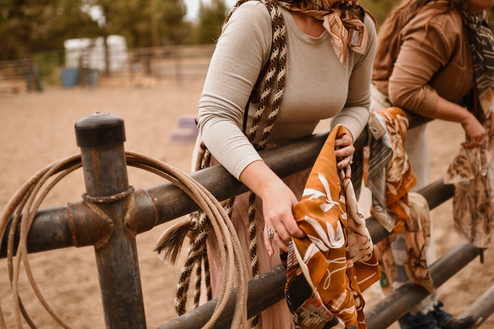 Blue Geometric Wild Rag Western Silk Scarf