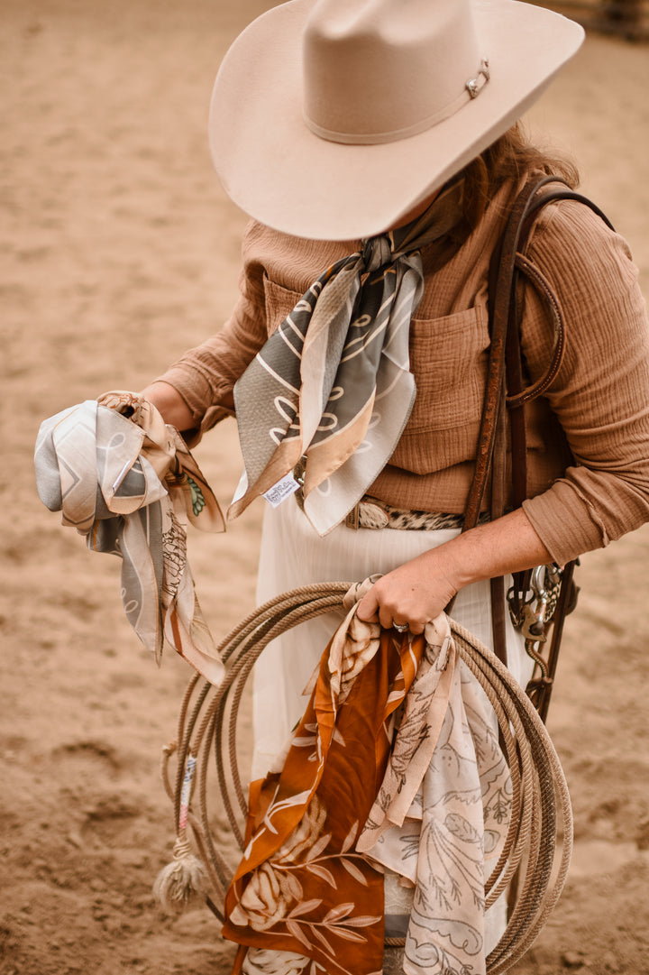 Prairie Skies Wild Rag Western Silk Scarf
