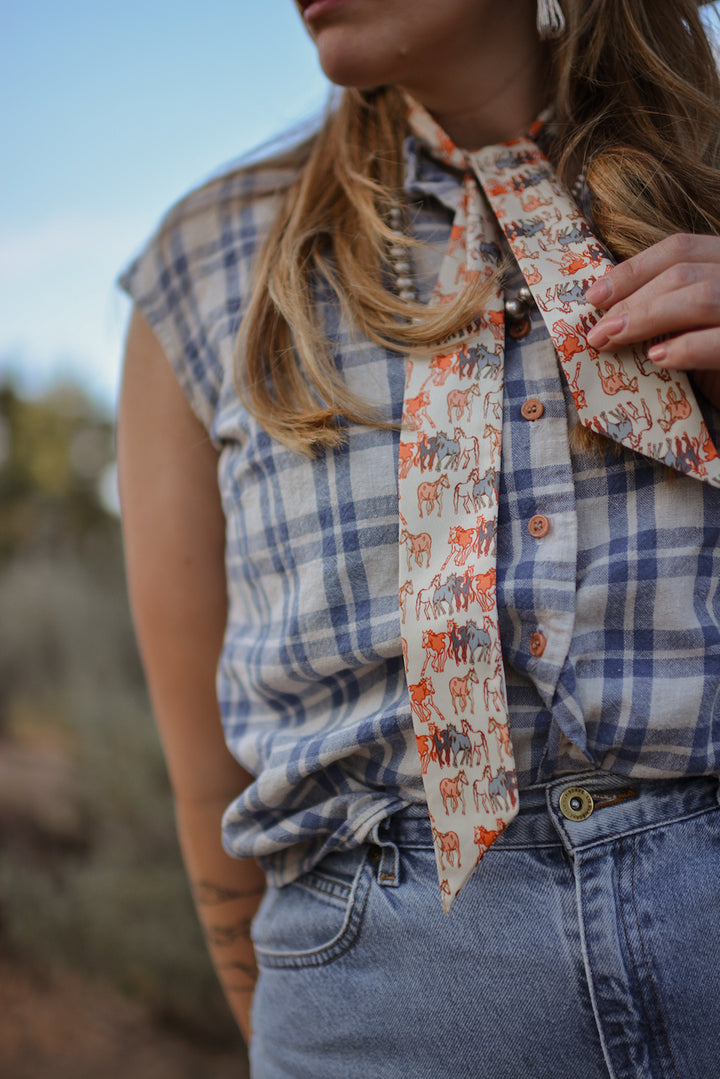 Mustang Meadows Silk Twilly Western Scarf