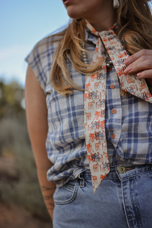 Mustang Meadows Silk Twilly Cowgirl Scarf