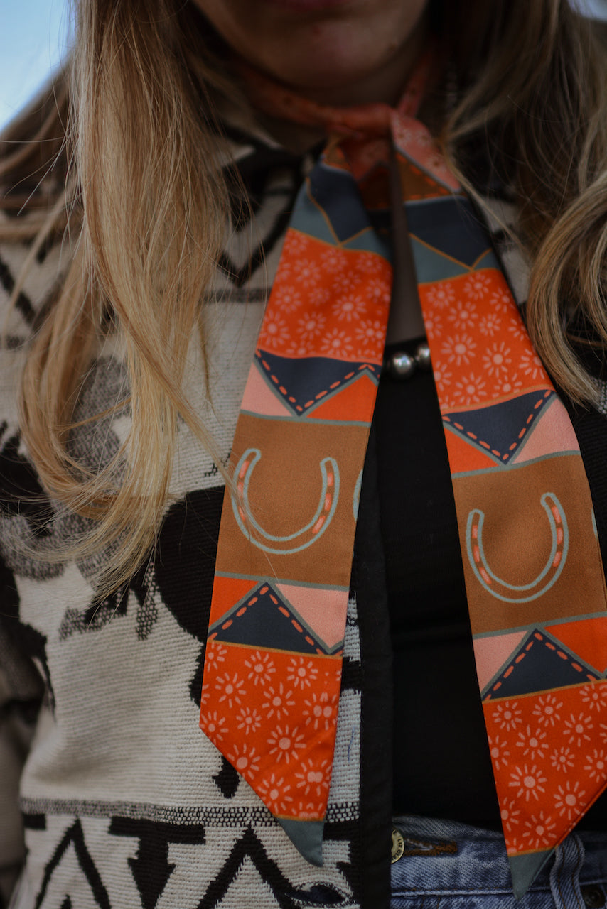 Frontier Bound Quilted Patchwork Silk Twilly Scarf