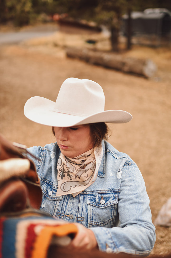 Prairie Skies Wild Rag Western Silk Scarf