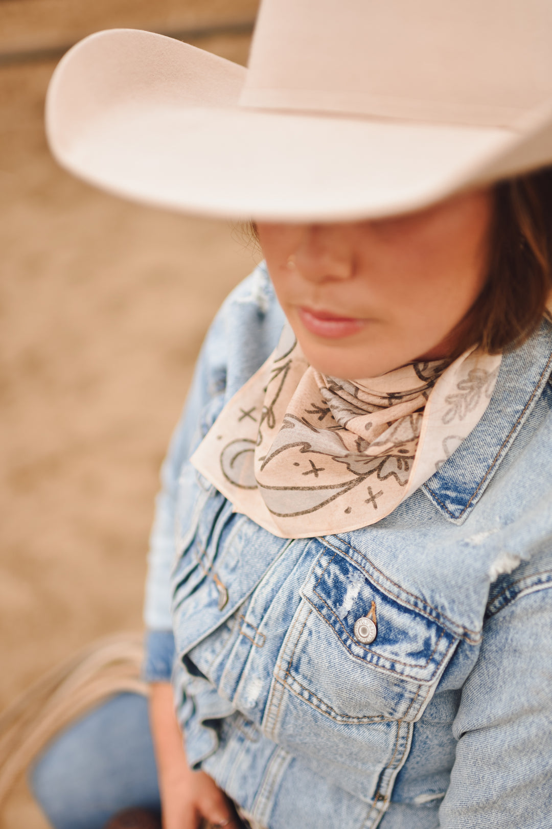 Prairie Skies Wild Rag Western Silk Scarf