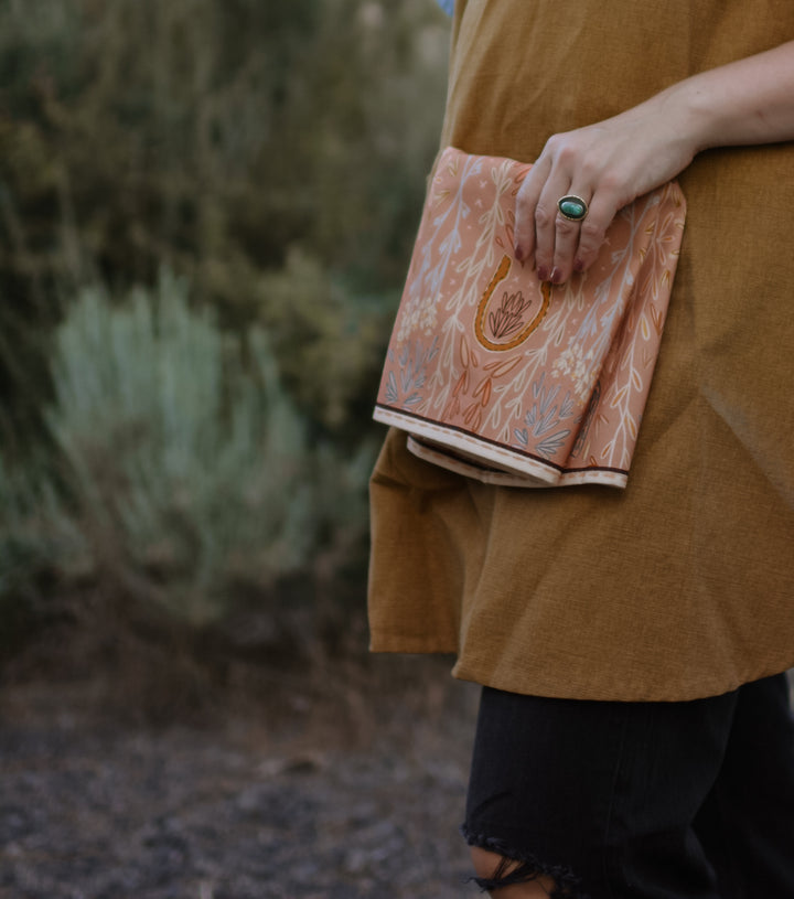 Western Harvest in Dusty Rose Rustic Farmhouse Kitchen Tea Towel
