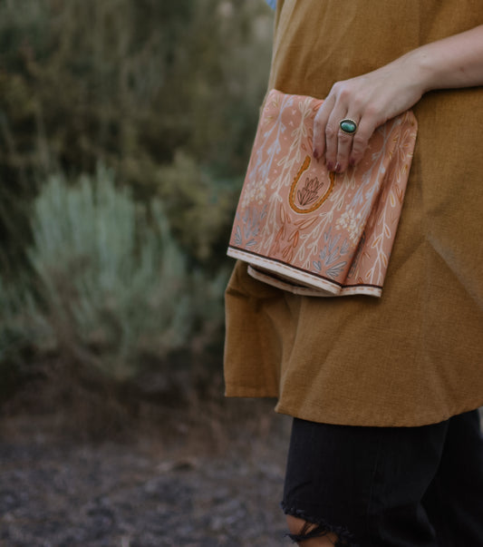 Western Harvest in Dusty Rose Rustic Farmhouse Kitchen Tea Towel