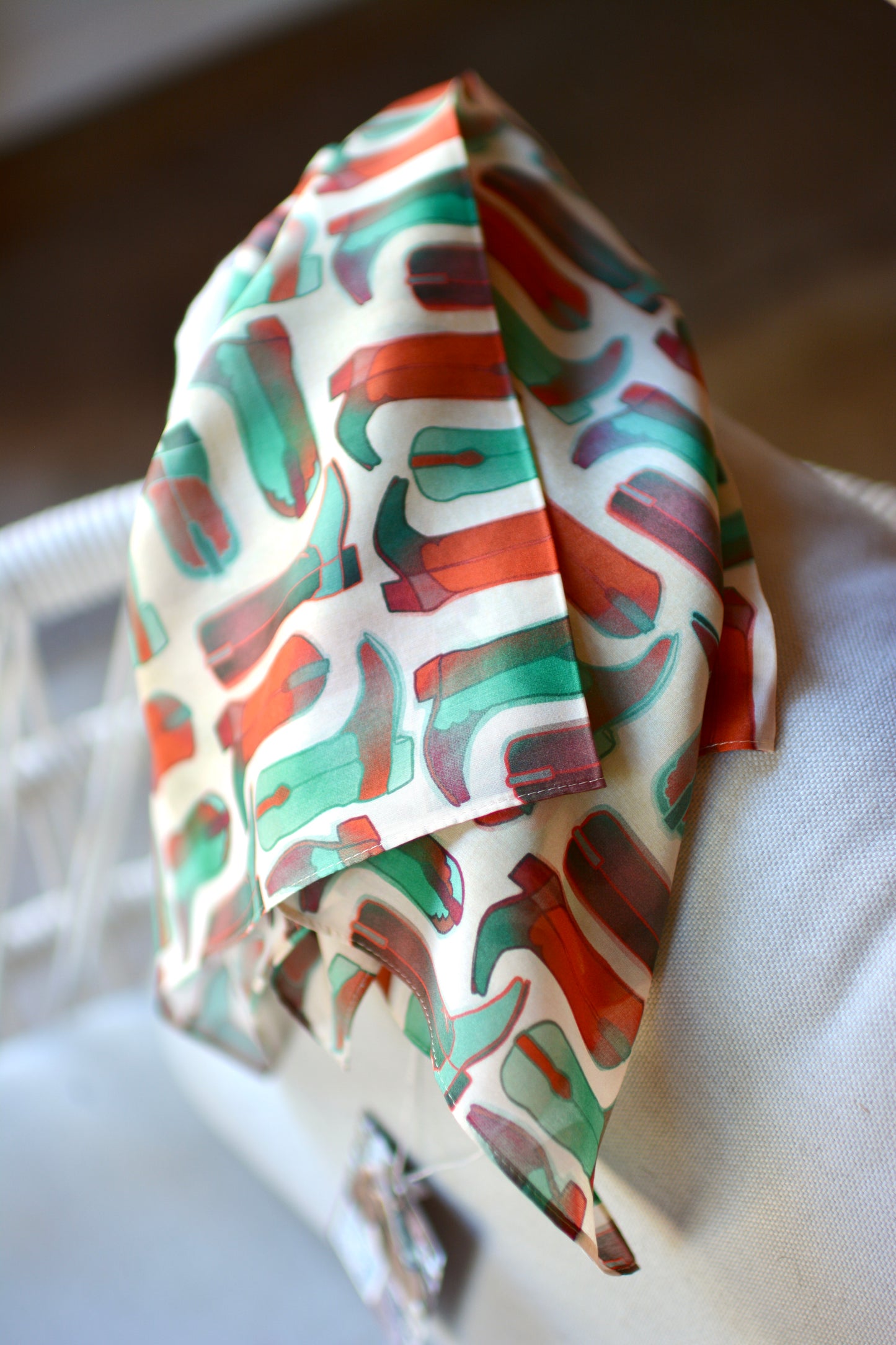 Cowboy Christmas Boots Holiday Silk Scarf Wild Rag