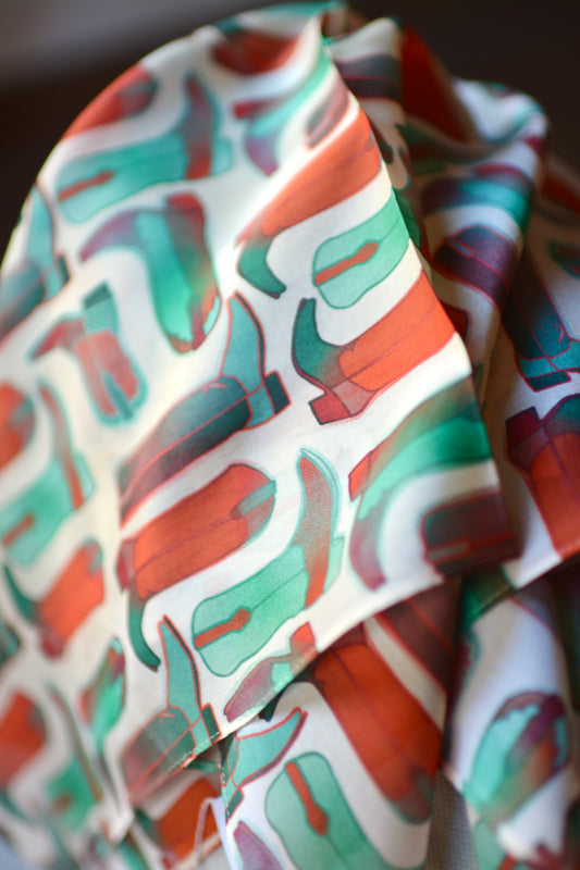 Cowboy Christmas Boots Holiday Silk Scarf Wild Rag