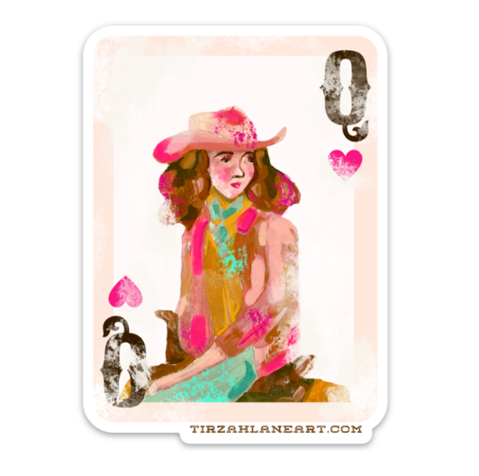 Western Cowgirl Queen of Hearts Sticker