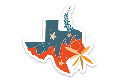 State of Texas Bluebonnet Western Sticker