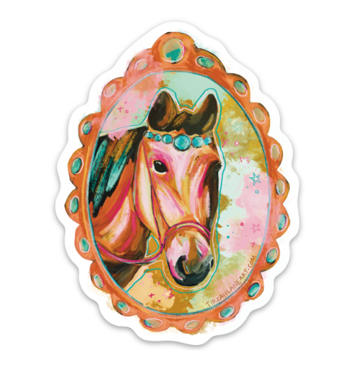 Horse Portrait Western Cowgirl Sticker