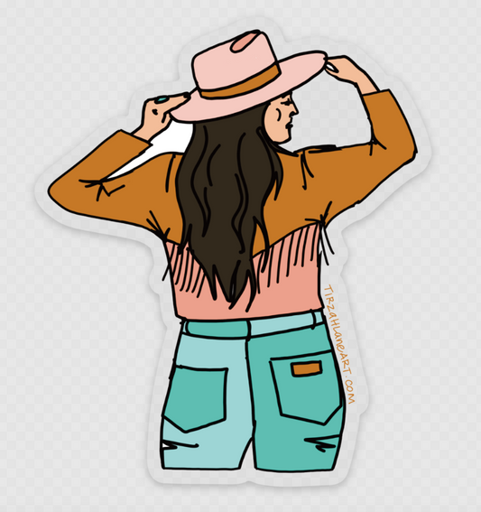 Cowgirl Colorful Clear Matte Sticker