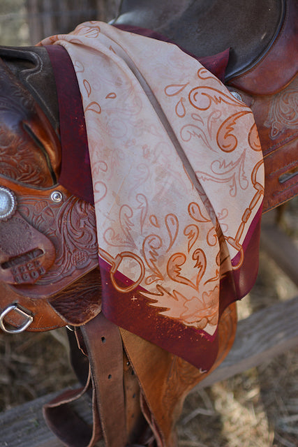 Show Day D Ring Snaffle Bit Wild Rag Scarf in Vintage Plum