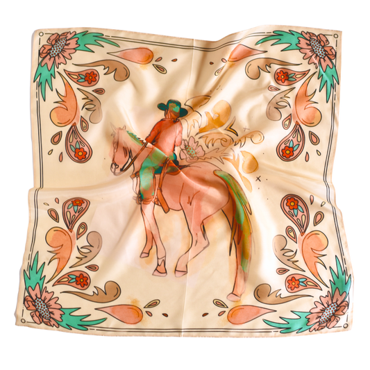 Summer Ride: Western Scarf Bandana Silk Tencel Cowgirl Wild Rag