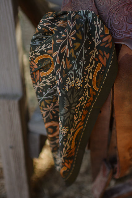 Western Harvest in Deep Juniper Silk Cowgirl Wild Rag Scarf