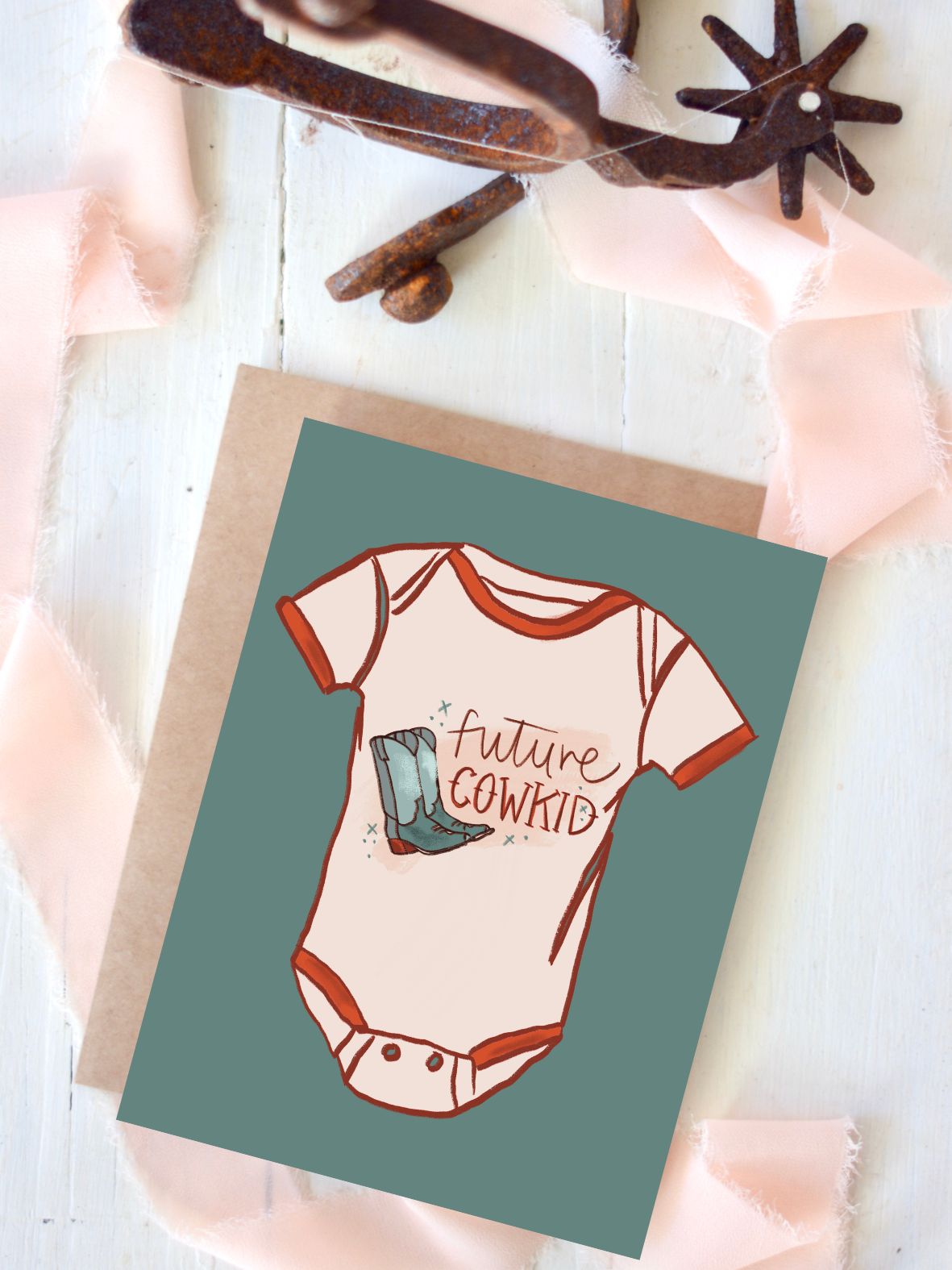 Future Cowkid Baby Onesie Baby Card
