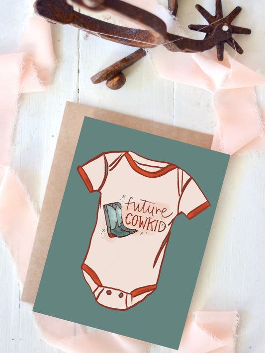 Future Cowkid Baby Onesie Baby Card