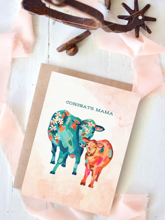 New Mama Card, Cow Greeting Card