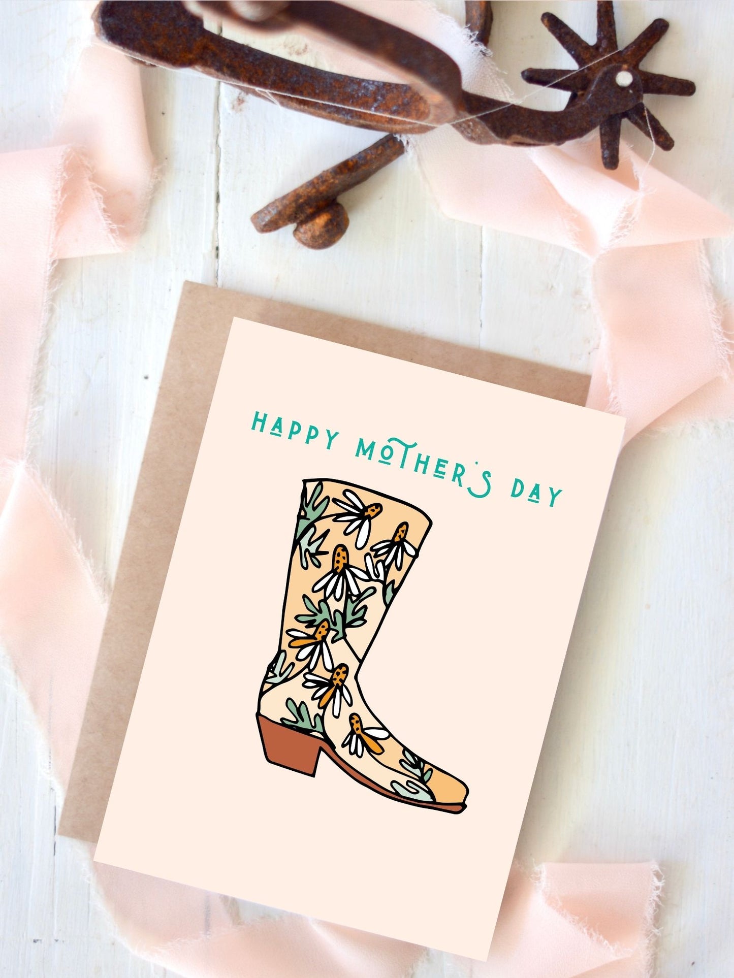 Happy Mother's Day Cowboy Boot Floral Card