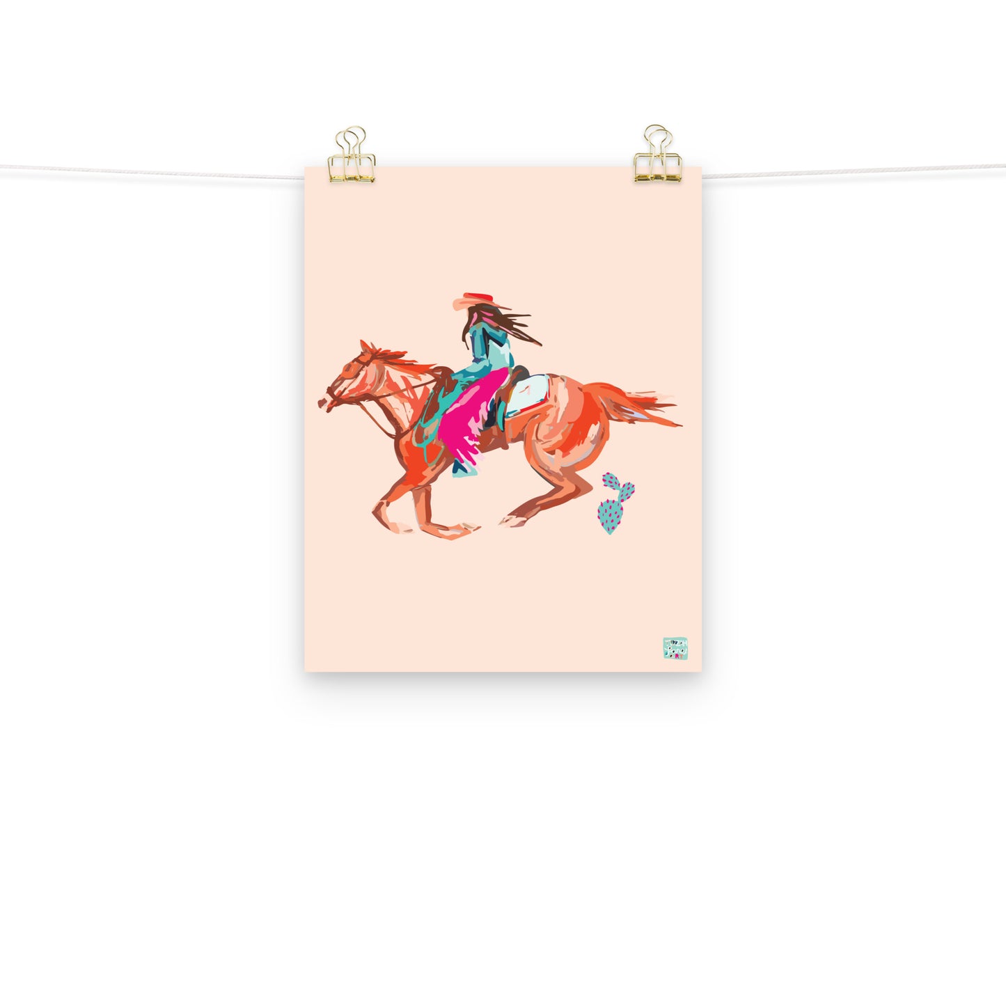 Brunette Western Cowgirl Art Print