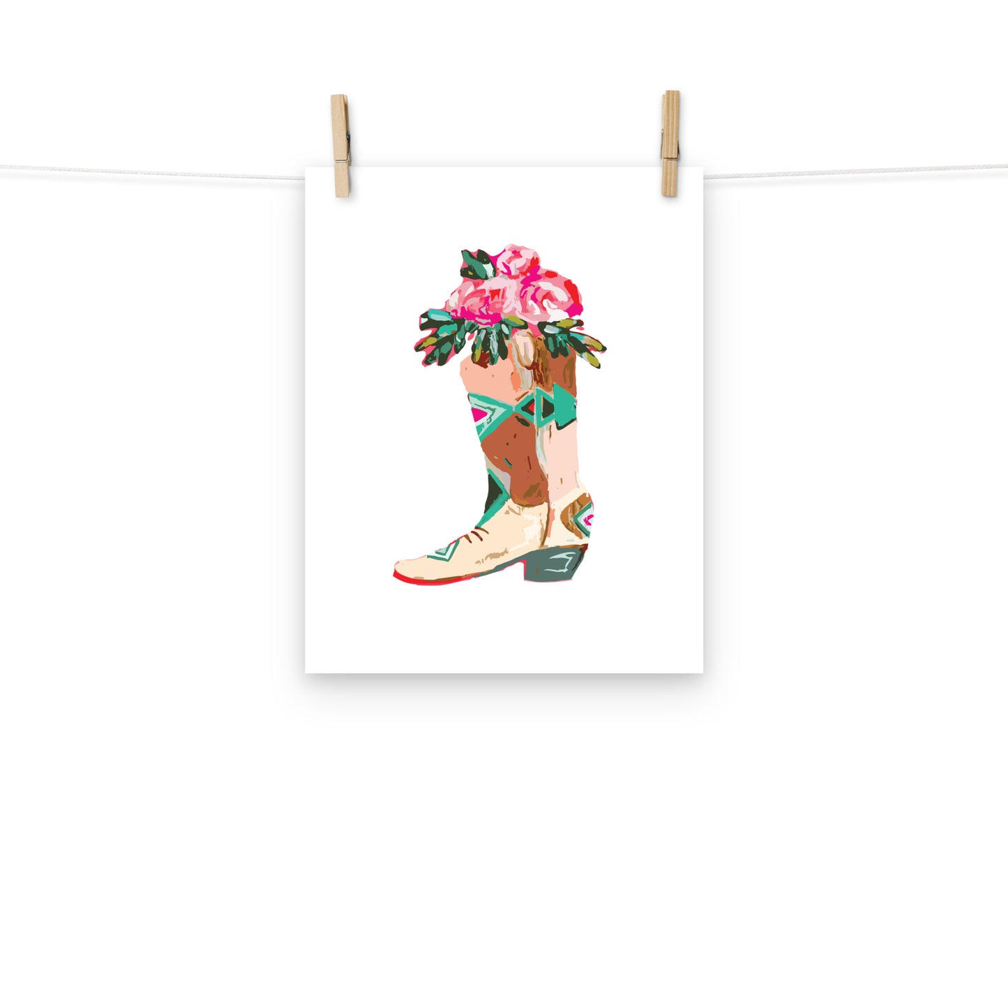 Roses Cowboy Boot Art Print