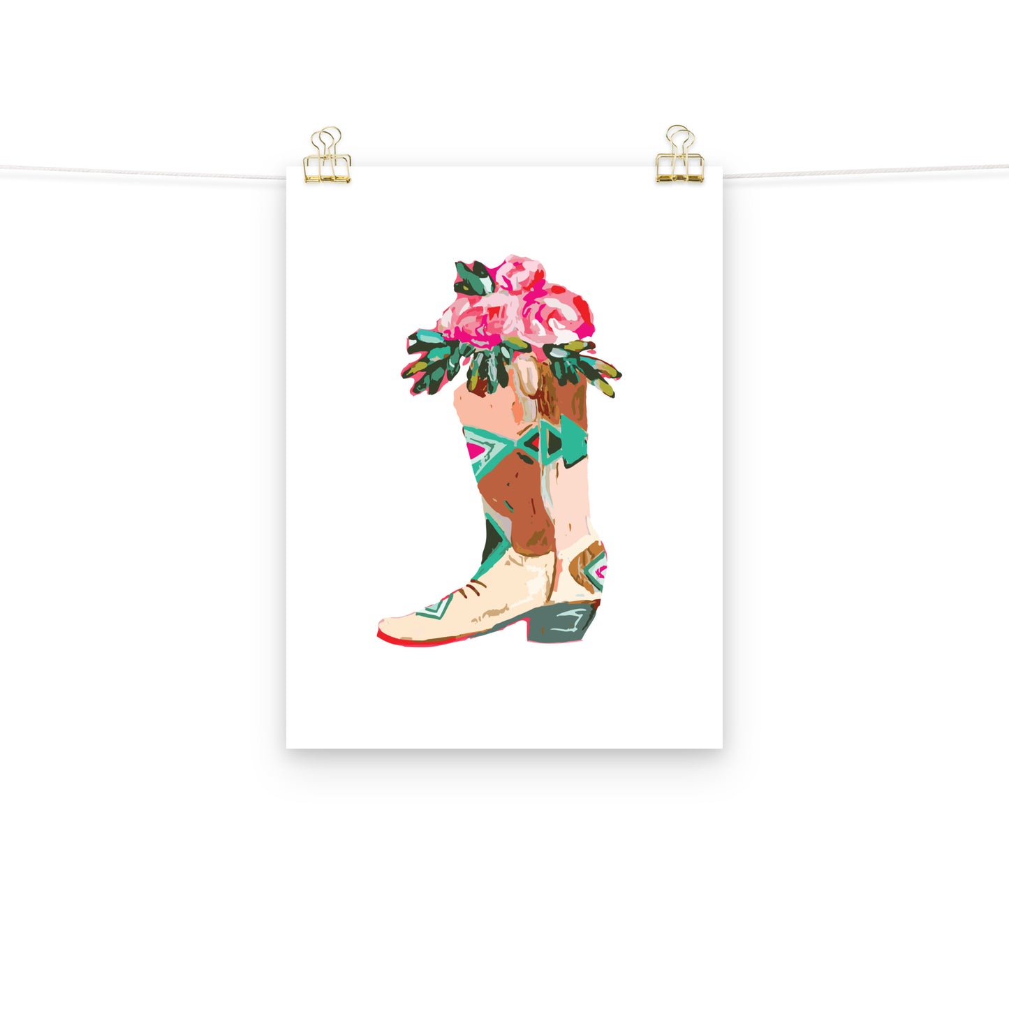 Roses Cowboy Boot Art Print