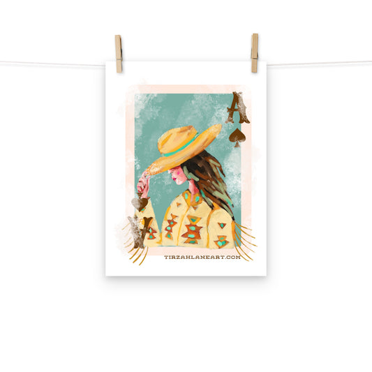 Cowgirl Ace Card Art Print