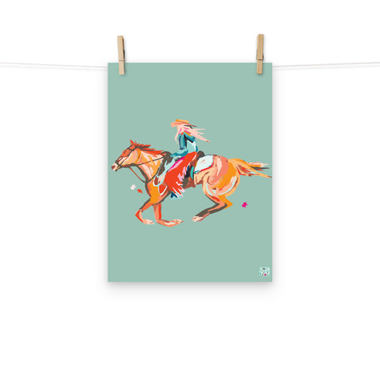 Blonde Western Cowgirl Art Print
