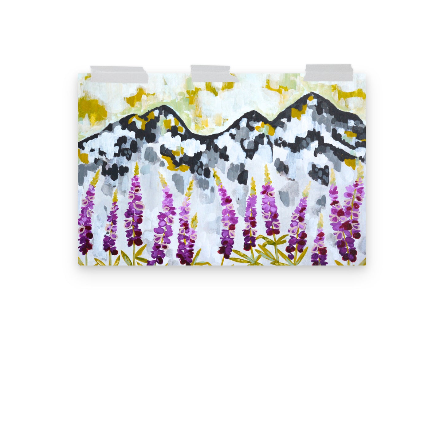 Three Sisters Oregon and Lupine Wildflowers Art Print, Oregon Cascades