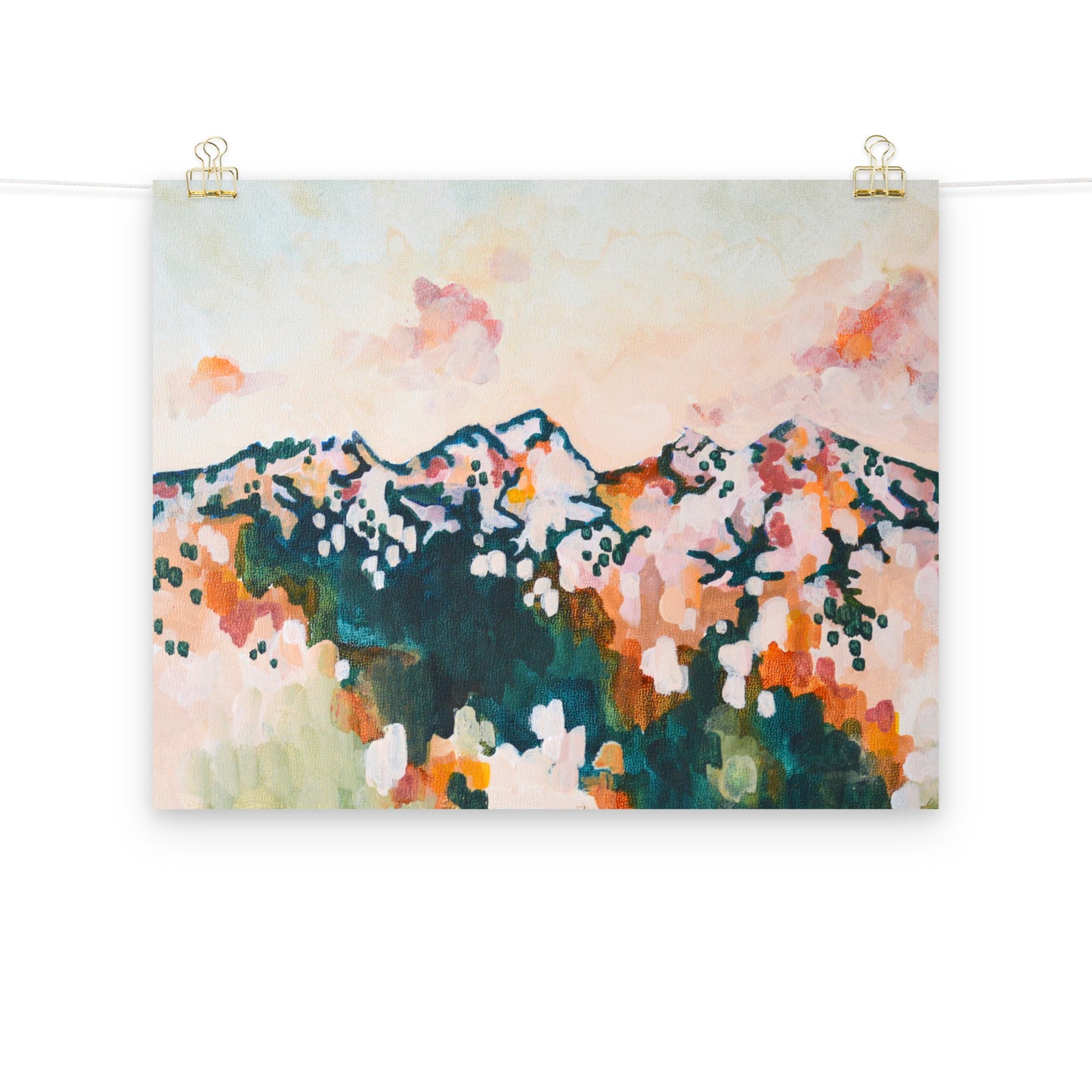 Oregon Cascade Sunset with Three Sisters and Broken Top Mountain Range Art Print