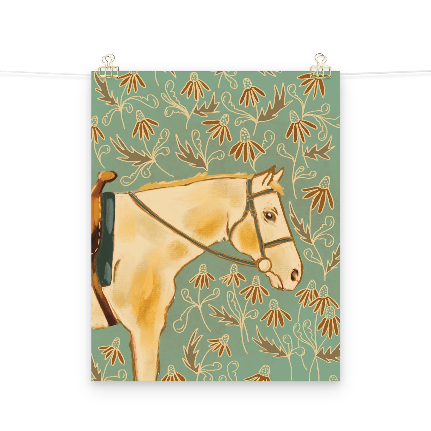 Daisy Background Western Horse Art Print