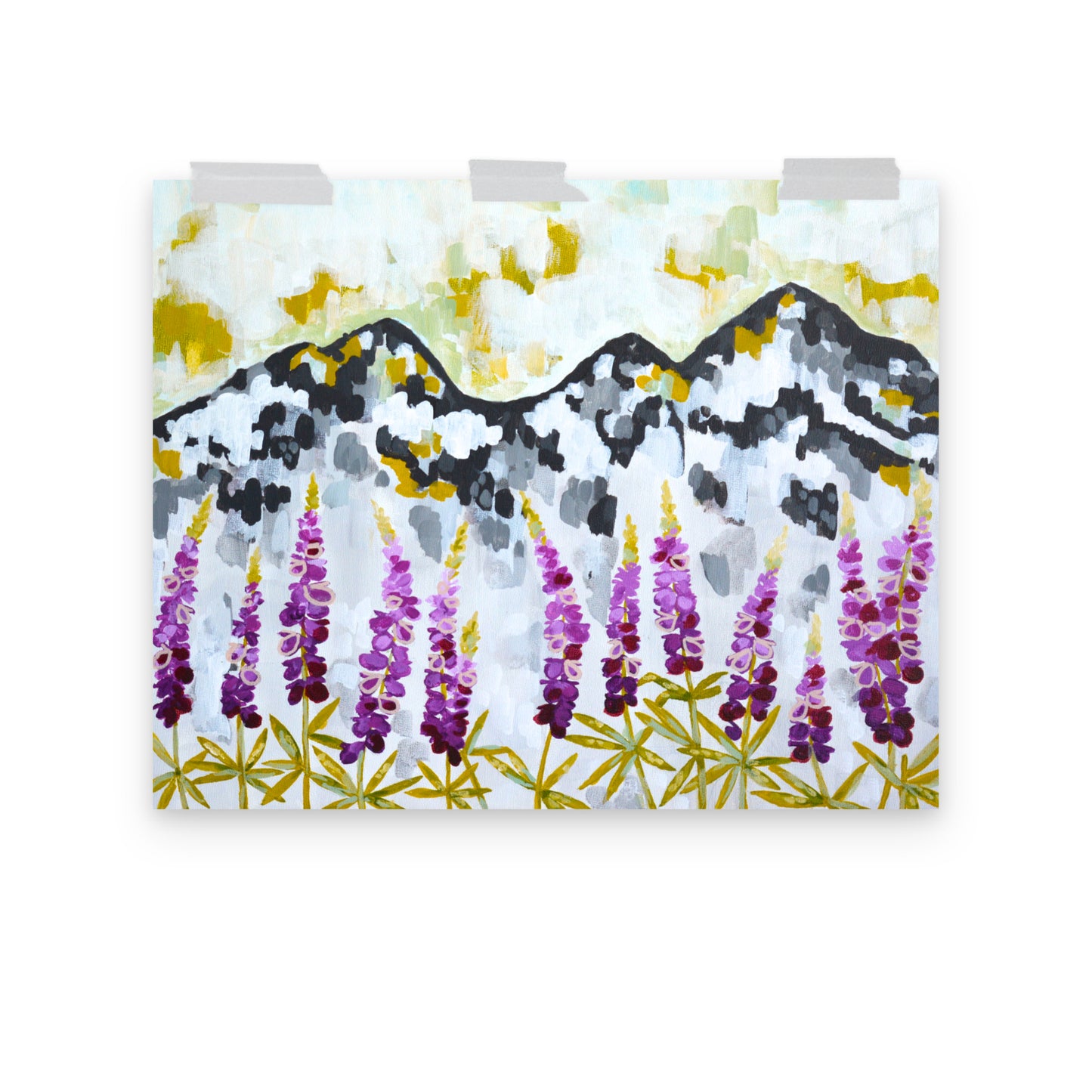 Three Sisters Oregon and Lupine Wildflowers Art Print, Oregon Cascades