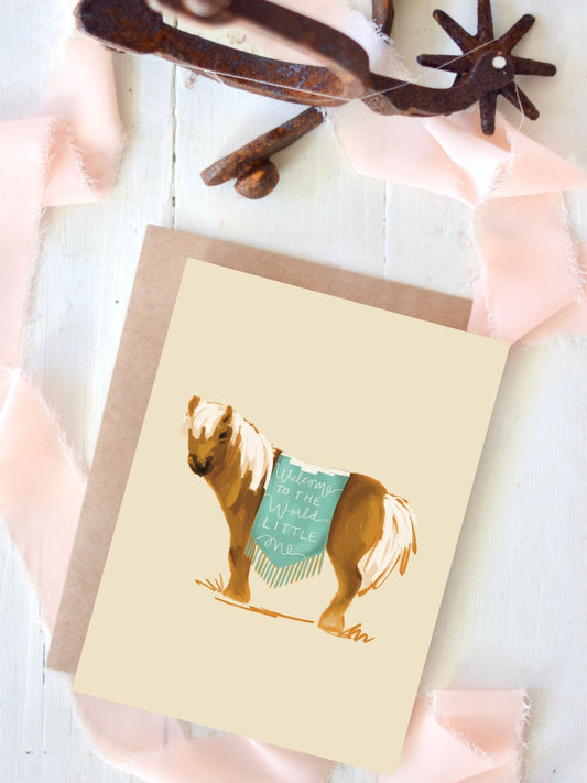 Pony Welcome Western Baby Card
