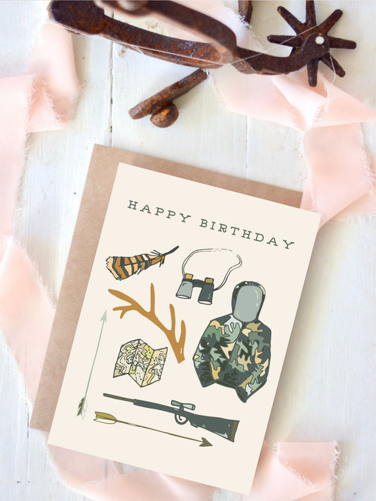 Happy Birthday Hunter Card, Western Greeting Card