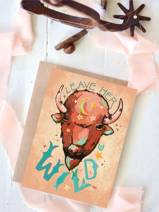 Wild Bison Cowgirl Birthday, Western Greeting Card