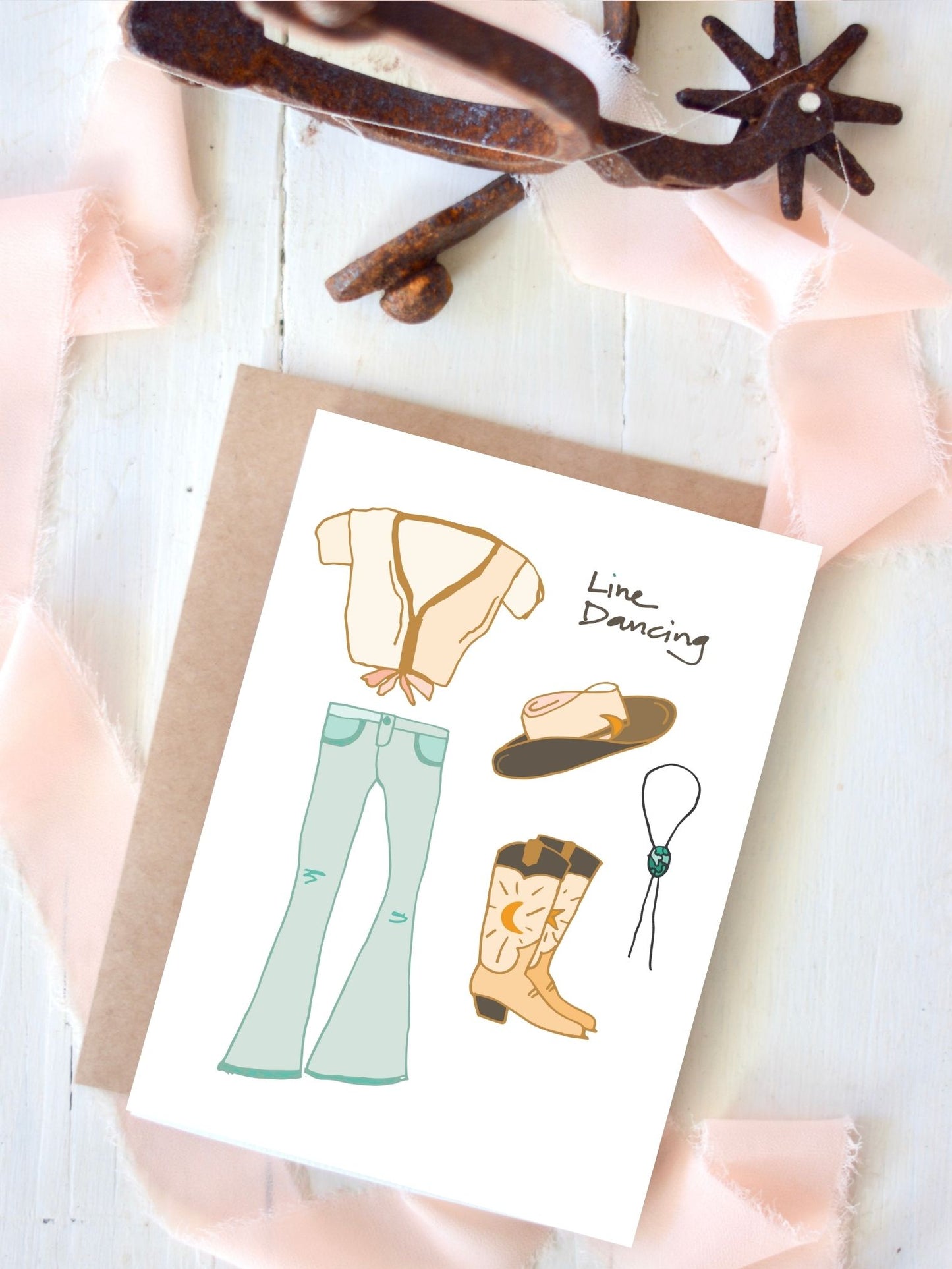 Western Cowgirl Outfits Blank Card Set